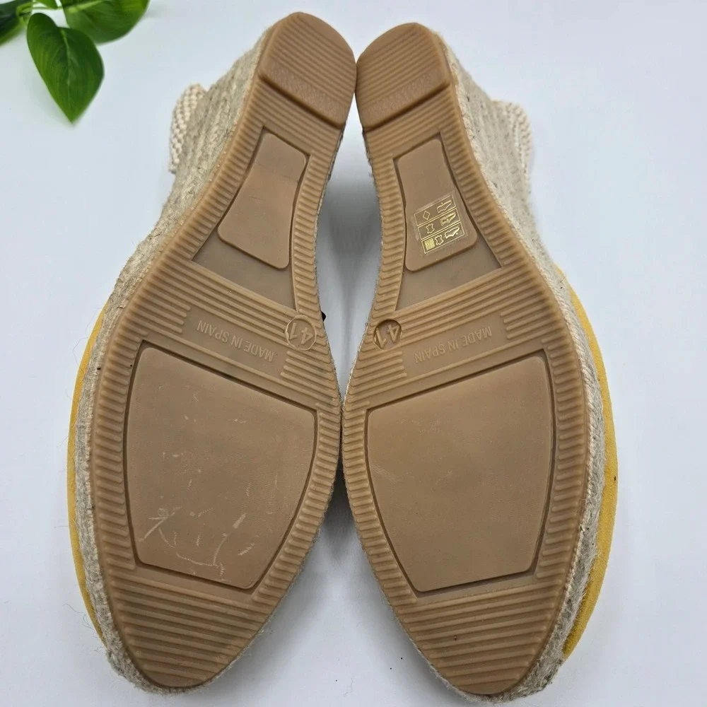 Boden Espadrille Wedge Sandals Yellow Suede Ankle Tie MADE IN Spain WMS 10.5